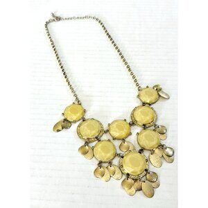 VTG Lucite Bubble Faceted Bib Necklace Statement Butter Gold Tone Dangles Estate